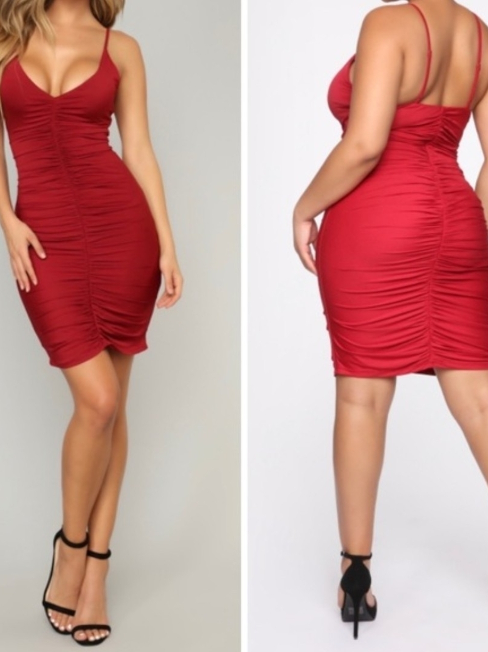 Ruched Bodycon Dress with Spaghetti Straps